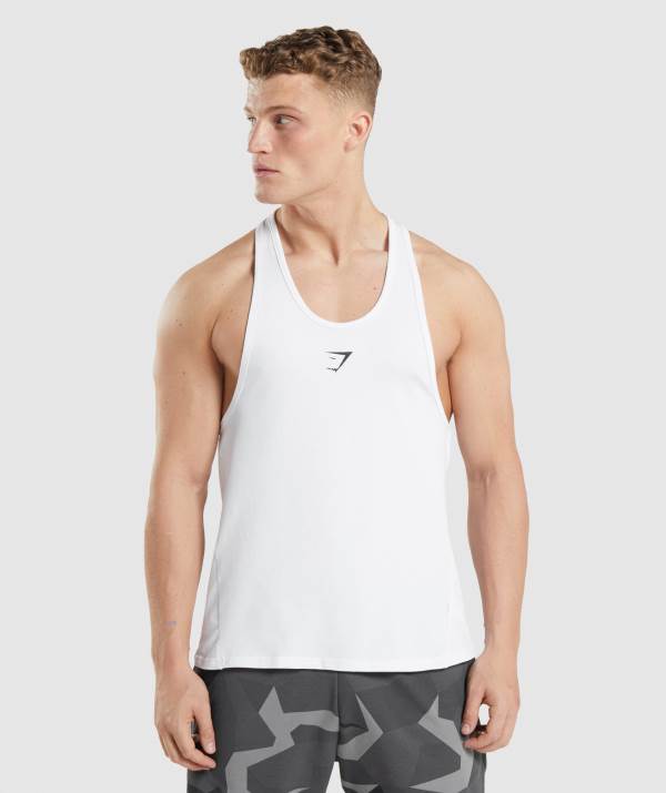 Panske Tielko Gymshark Critical Stringer Biele | HS1456829
